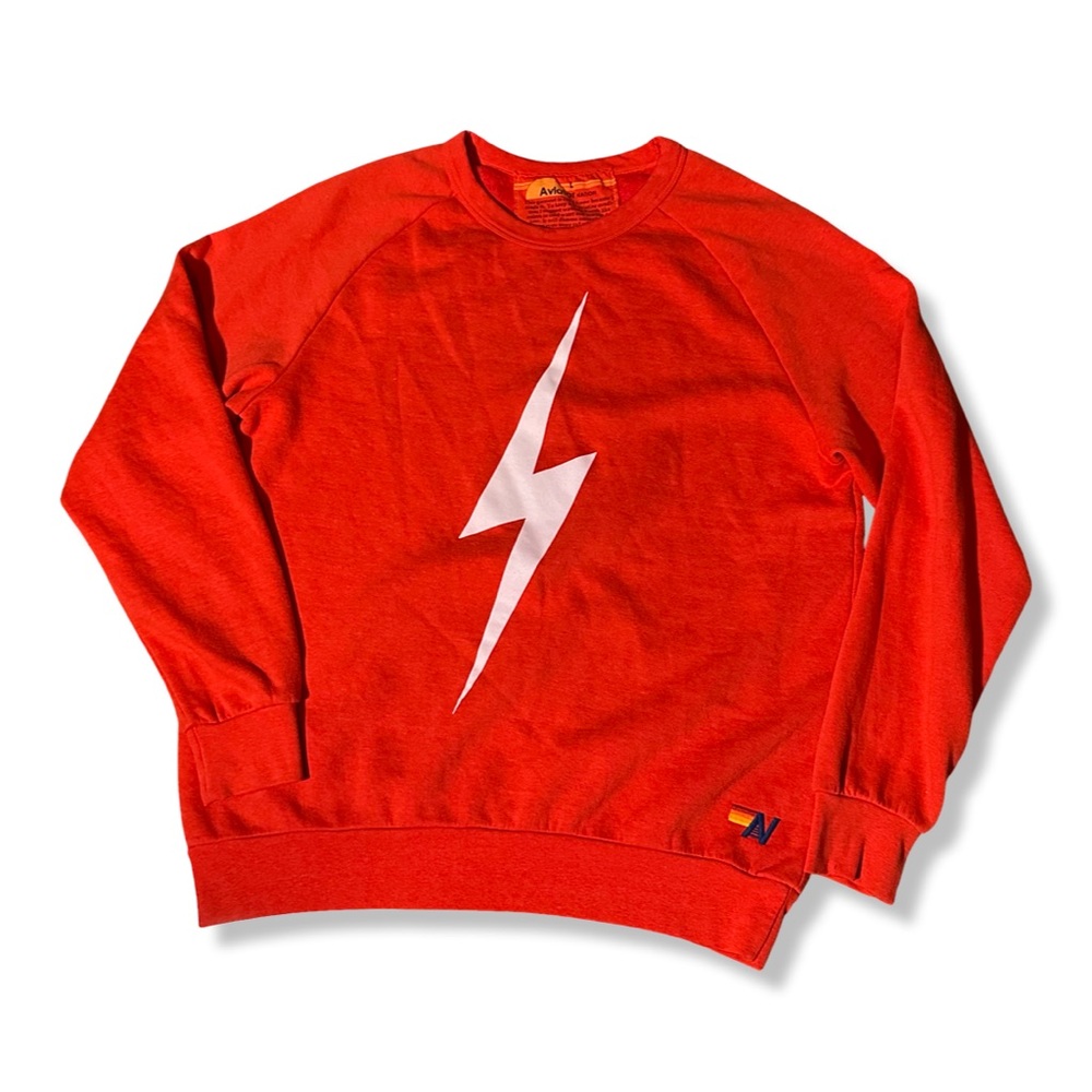 Aviator Nation Lightning Bolt Sweatshirt Womens Medium Red Pullover Ladies